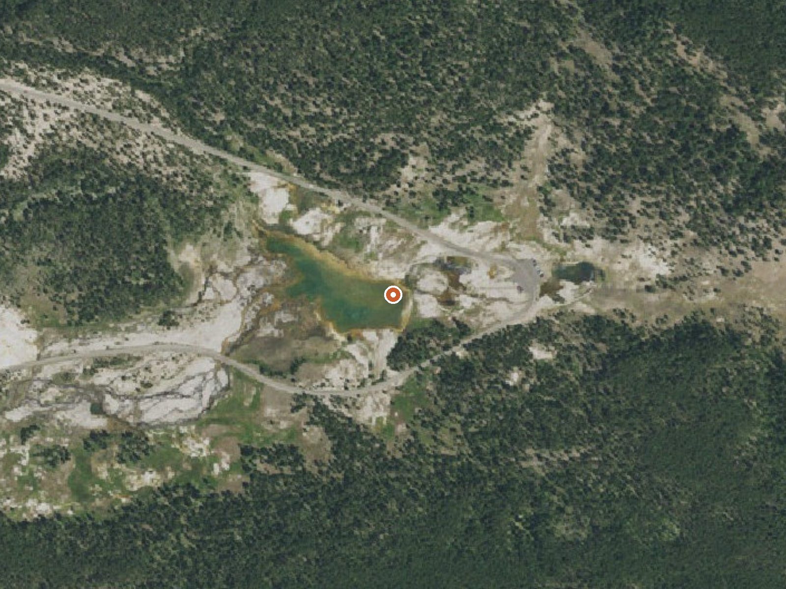 Aerial view of the ground around Black Warrior Group, Shelf Spring