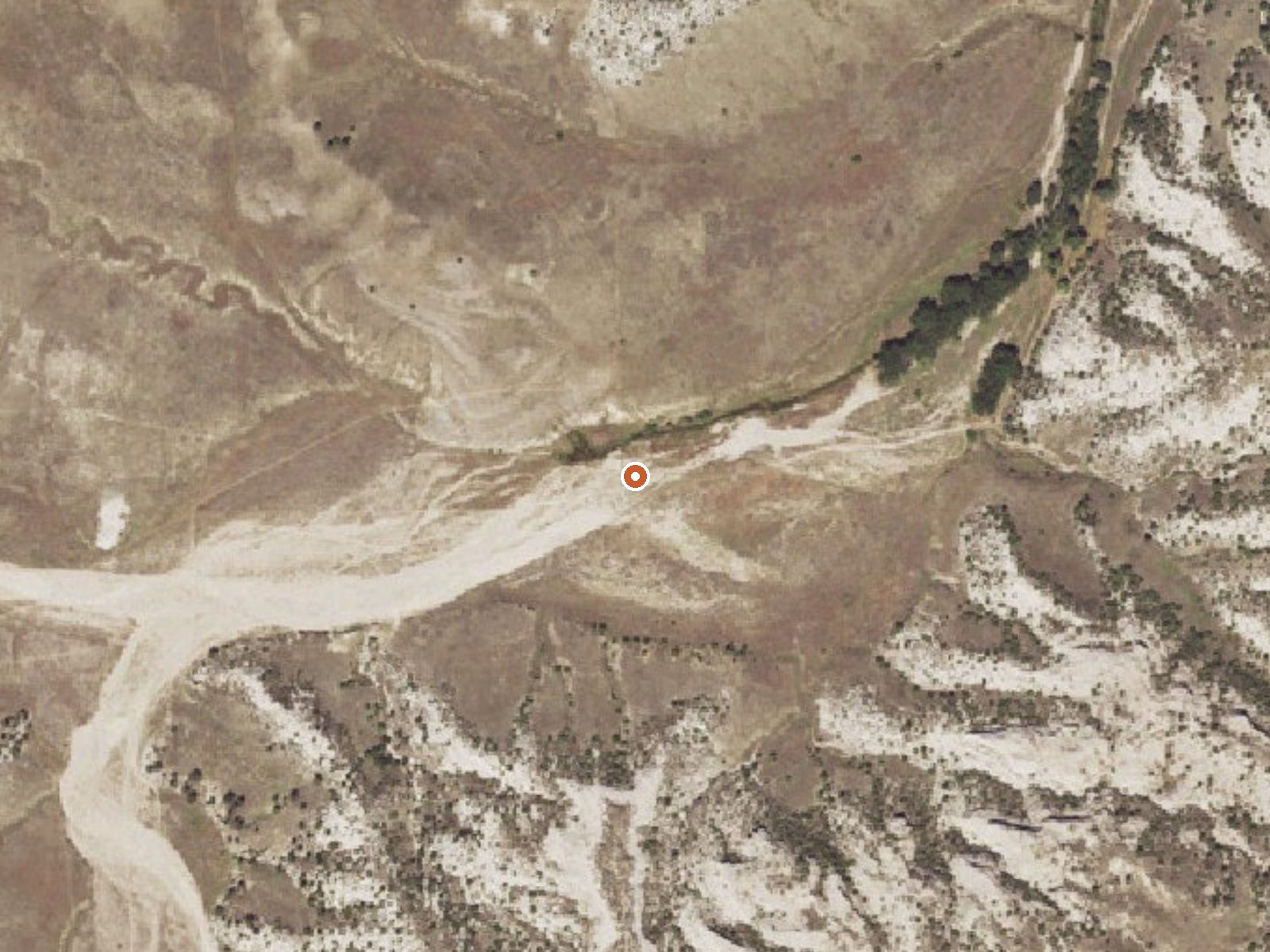 Aerial view of the ground around Warm Springs (Immigrants Washtub)