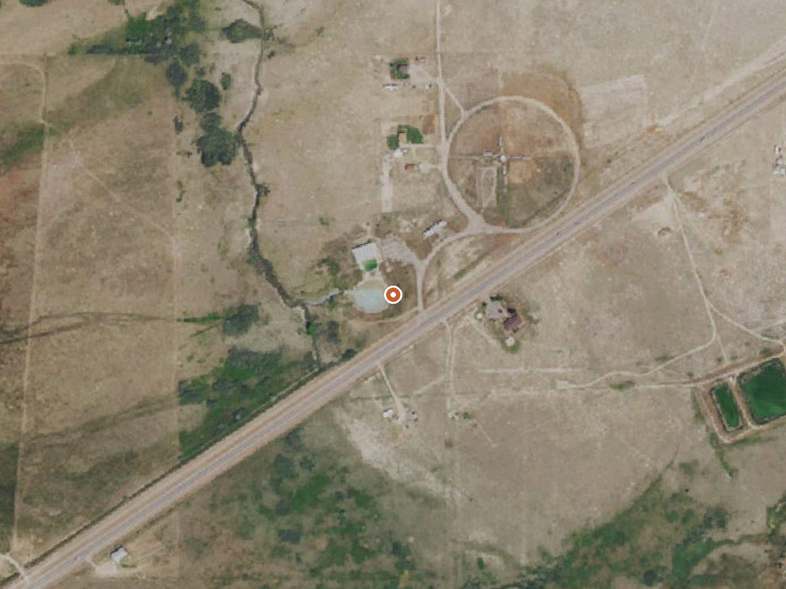 Aerial view of the ground around Washakie Mineral Hot Springs
