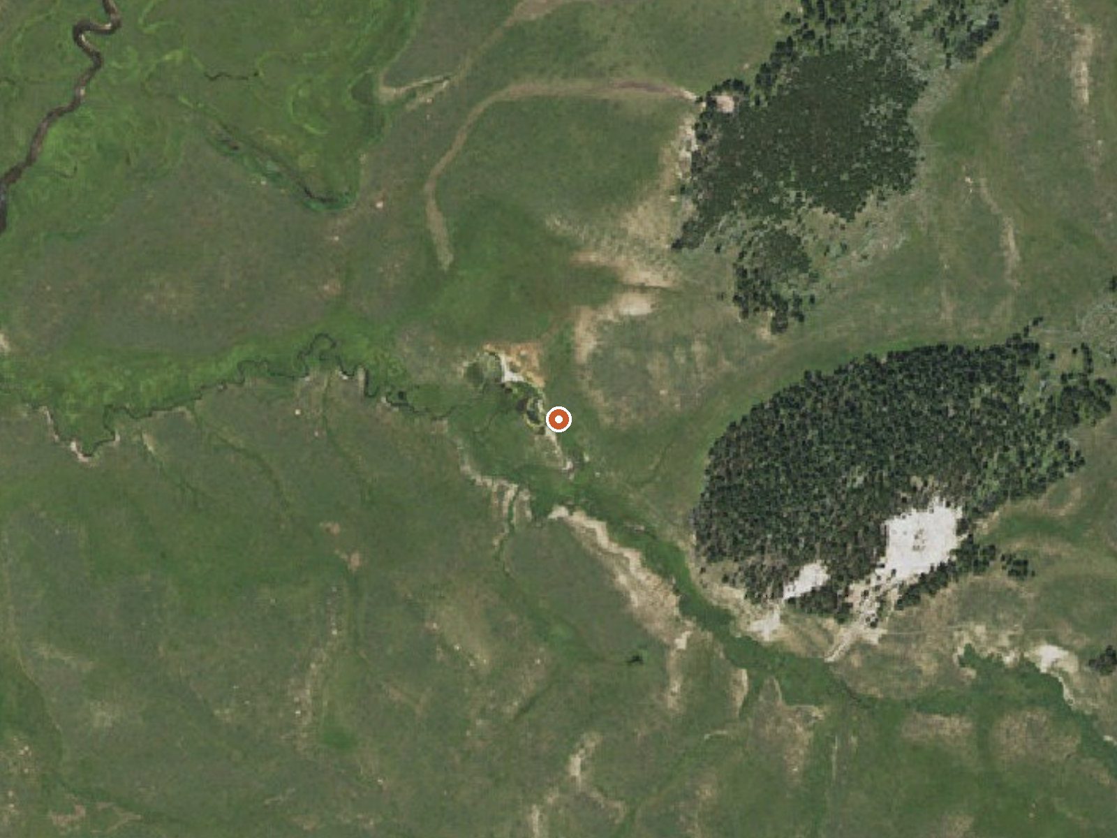 Aerial view of the ground around the spring