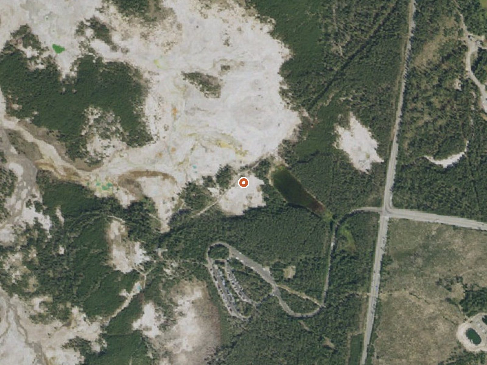 Aerial view of the ground around the spring