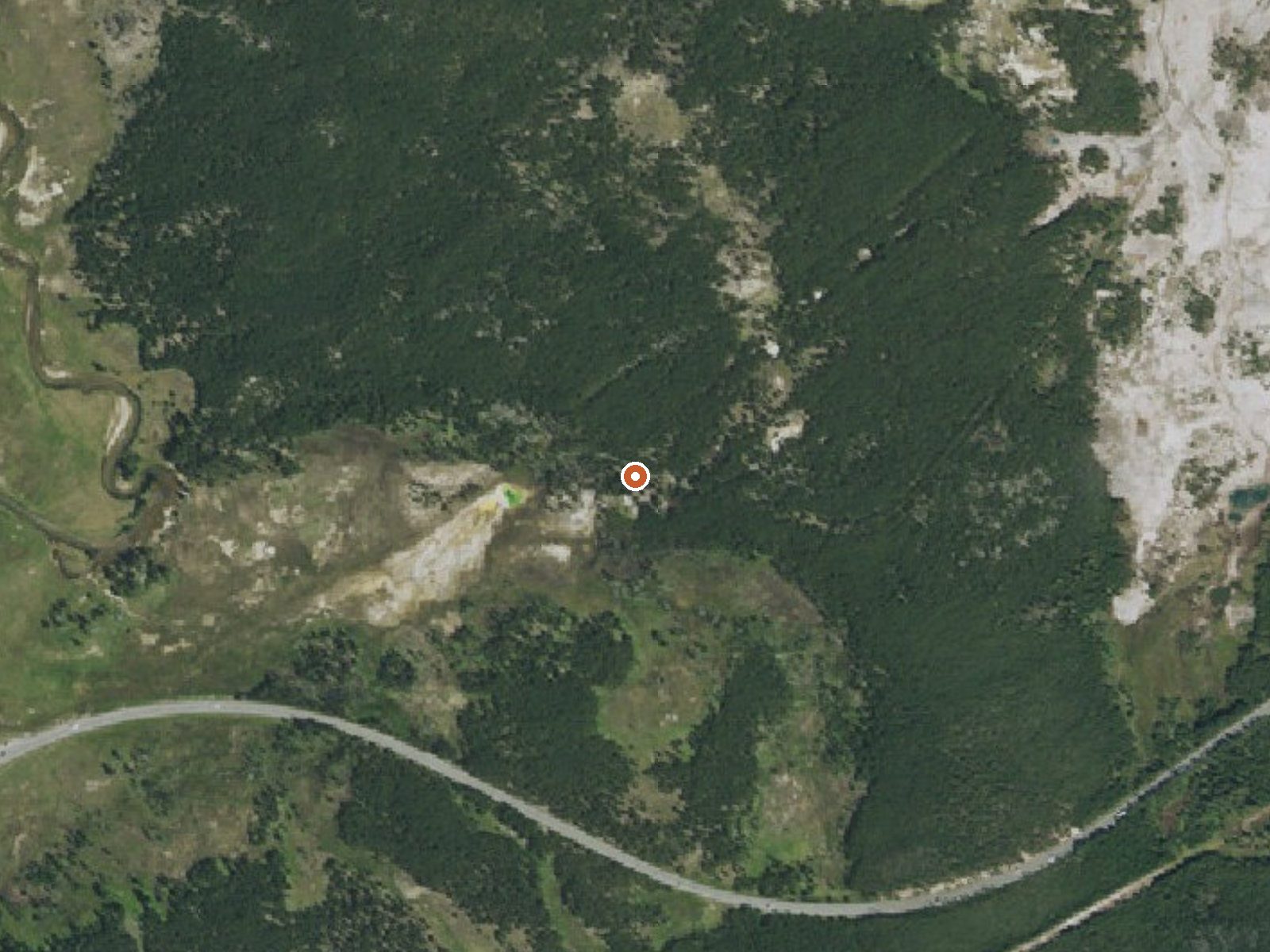 Aerial view of the ground around the spring