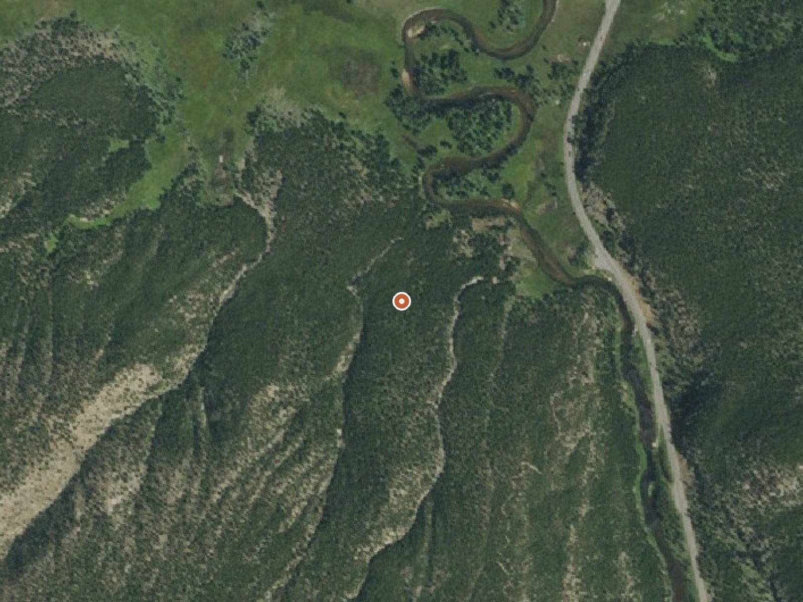 Aerial view of the ground around the spring