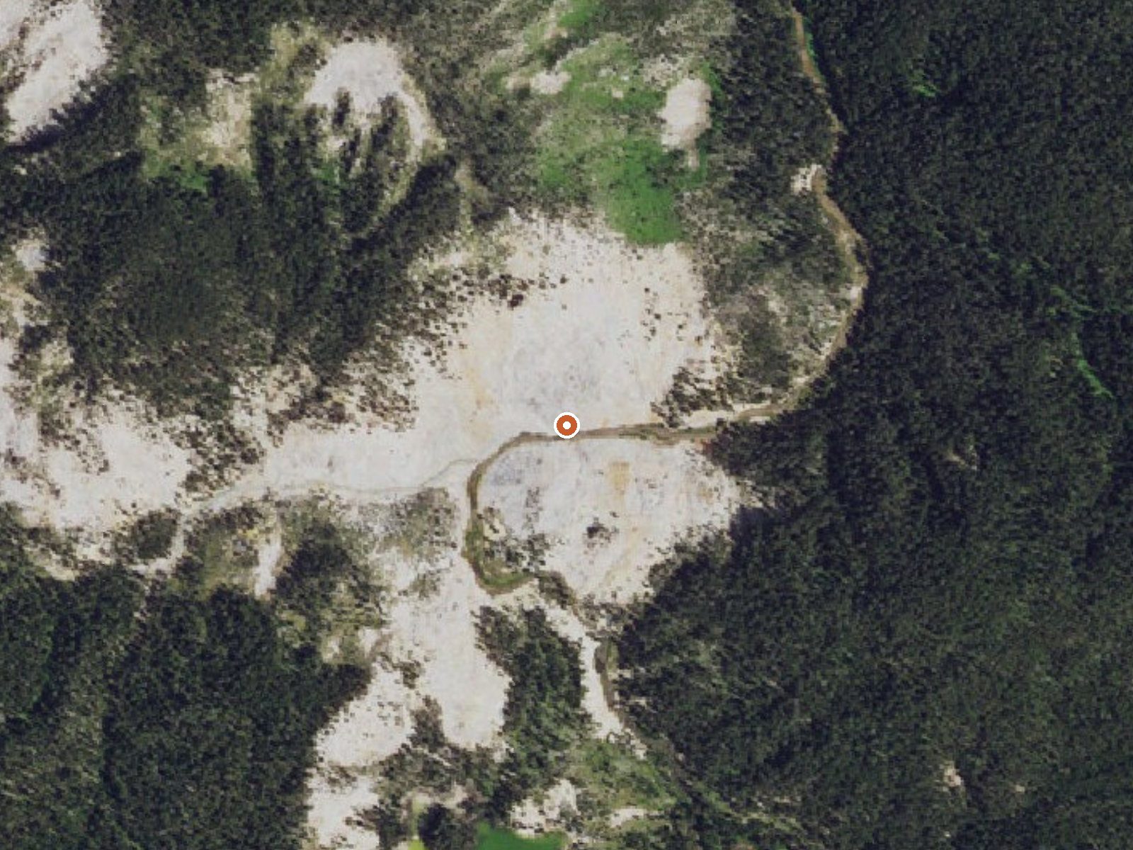 Aerial view of the ground around Josephs Coat Springs