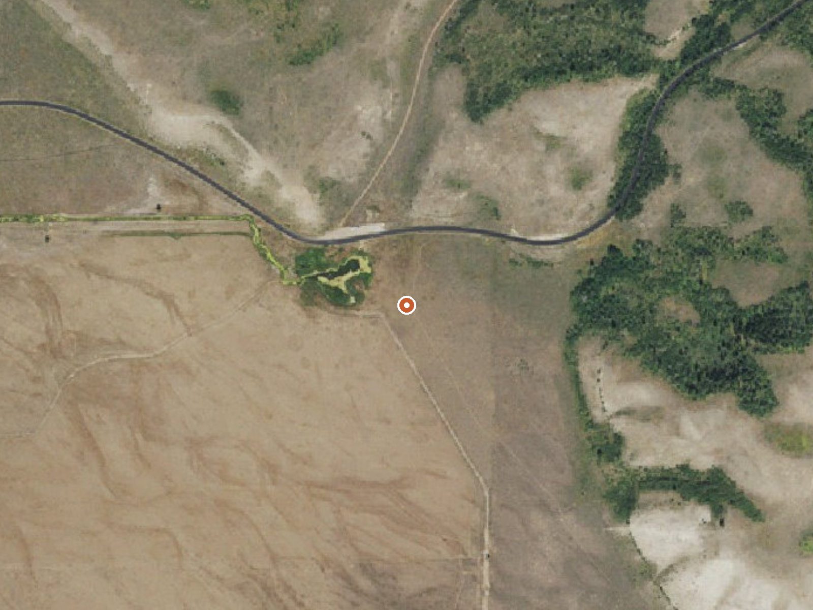 Aerial view of the ground around Kelly Warm Spring