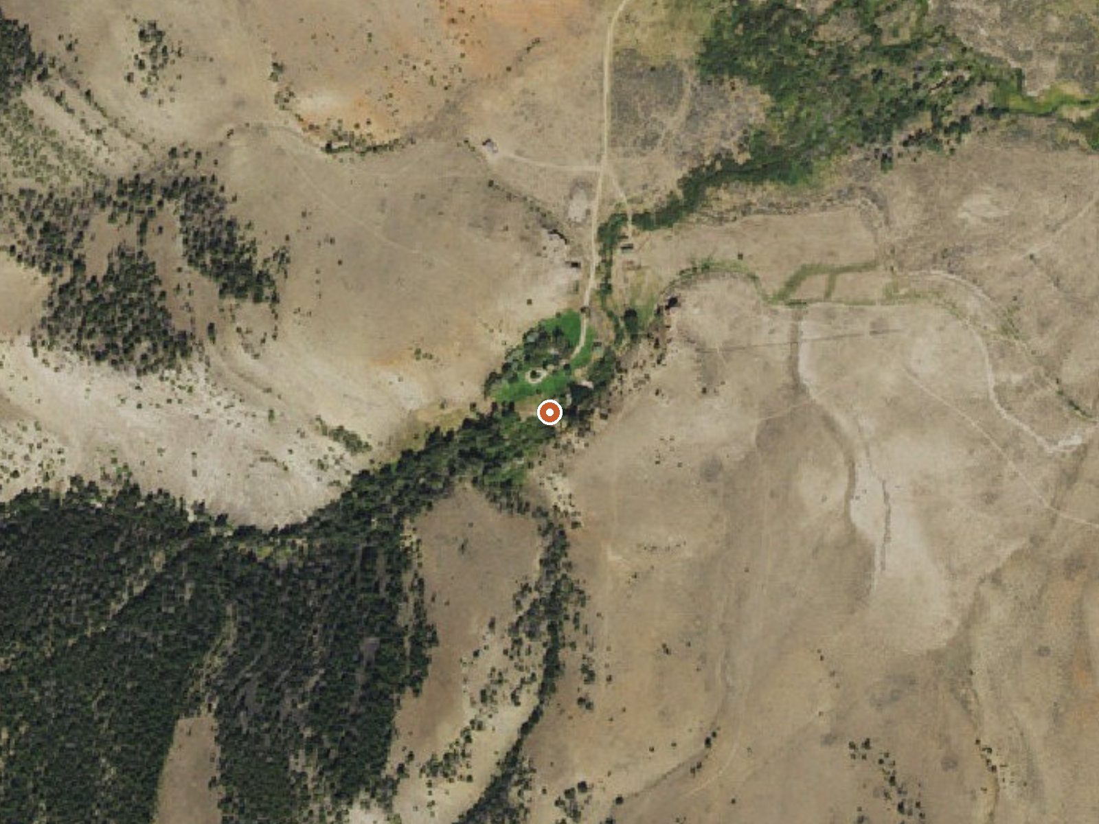Aerial view of the ground around Little Warm Spring