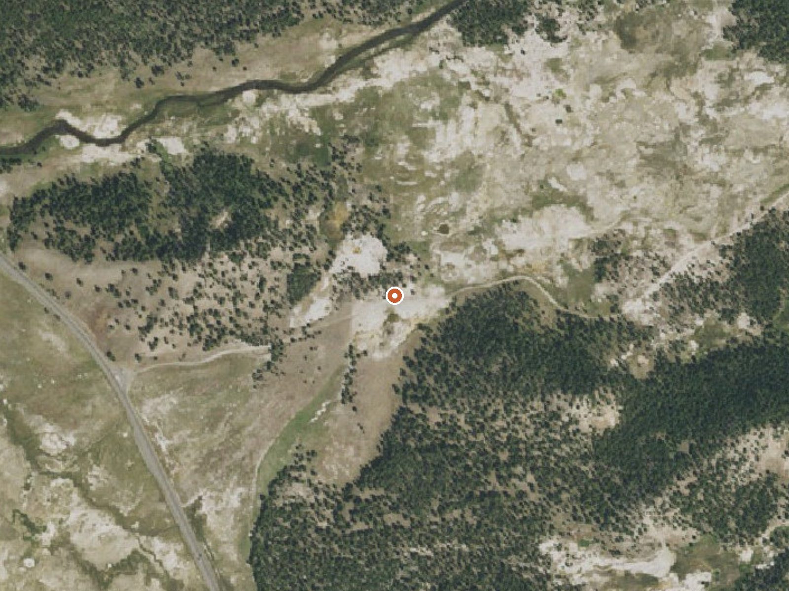 Aerial view of the ground around Morning Mist Springs