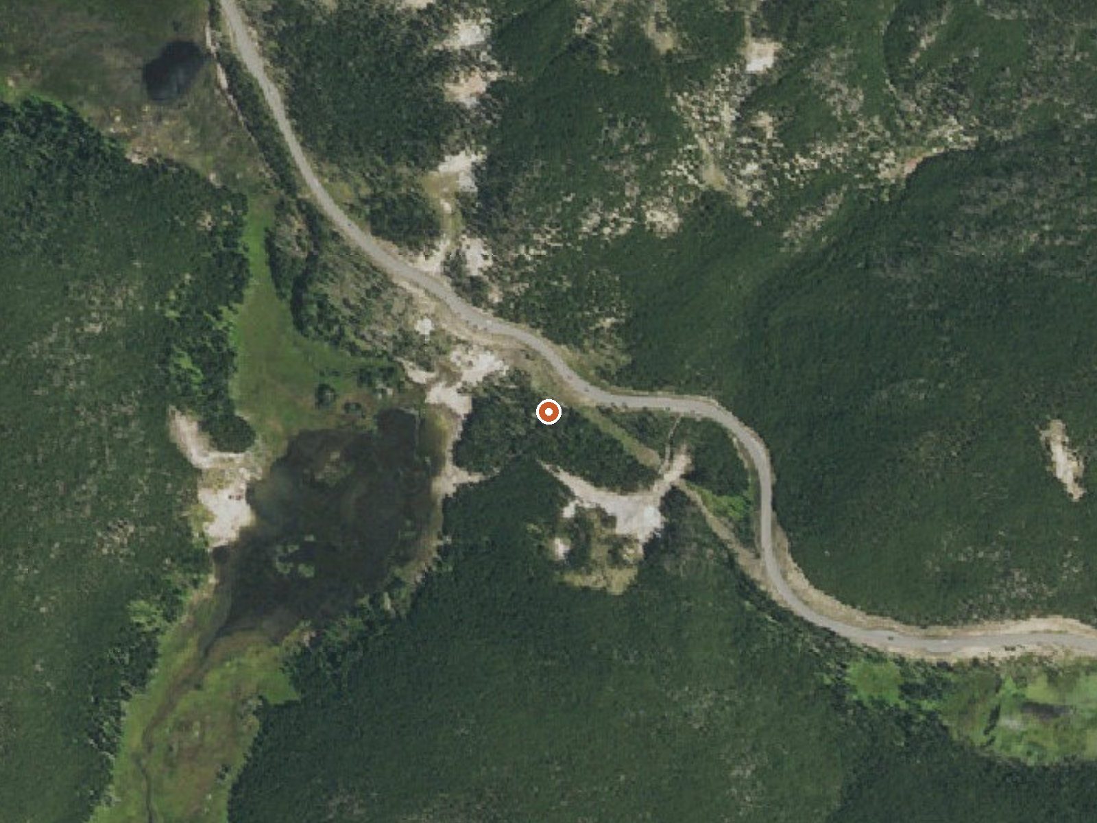 Aerial view of the ground around Roadside Springs, Frying Pan Spring