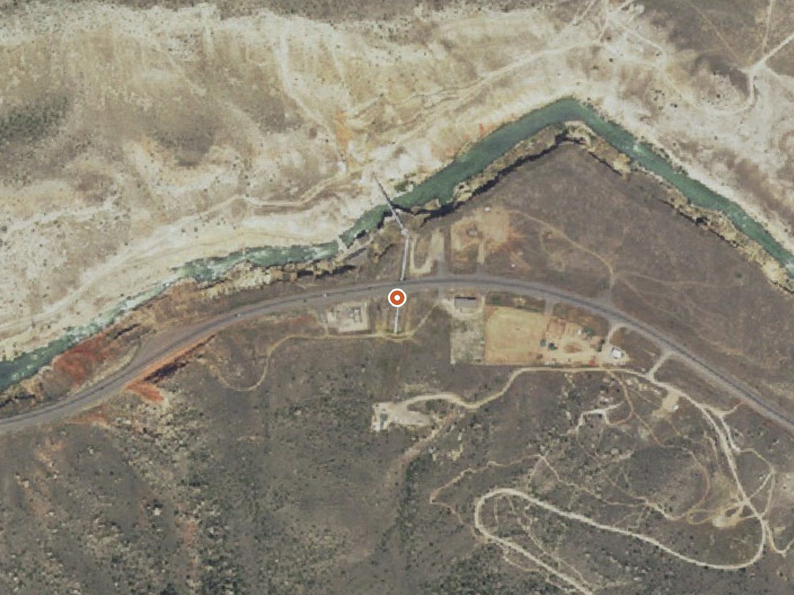 Aerial view of the ground around Shoshone Hot Springs
