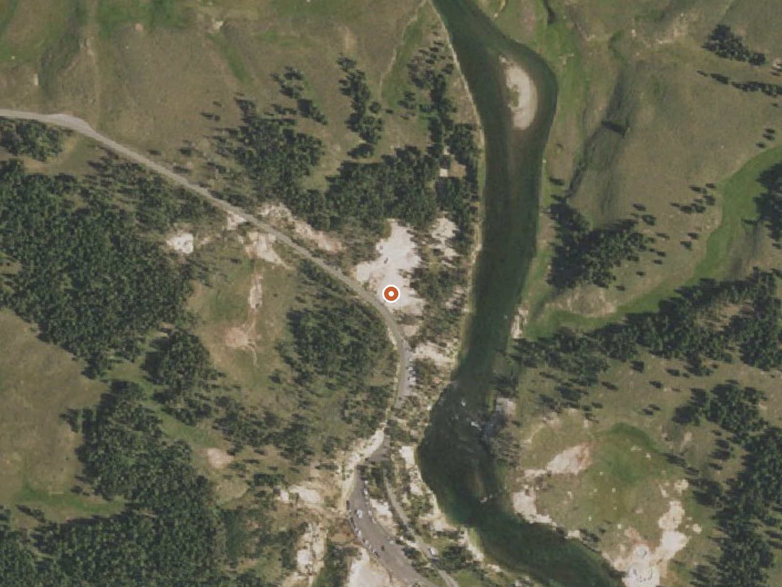 Aerial view of the ground around Sulphur Caldron