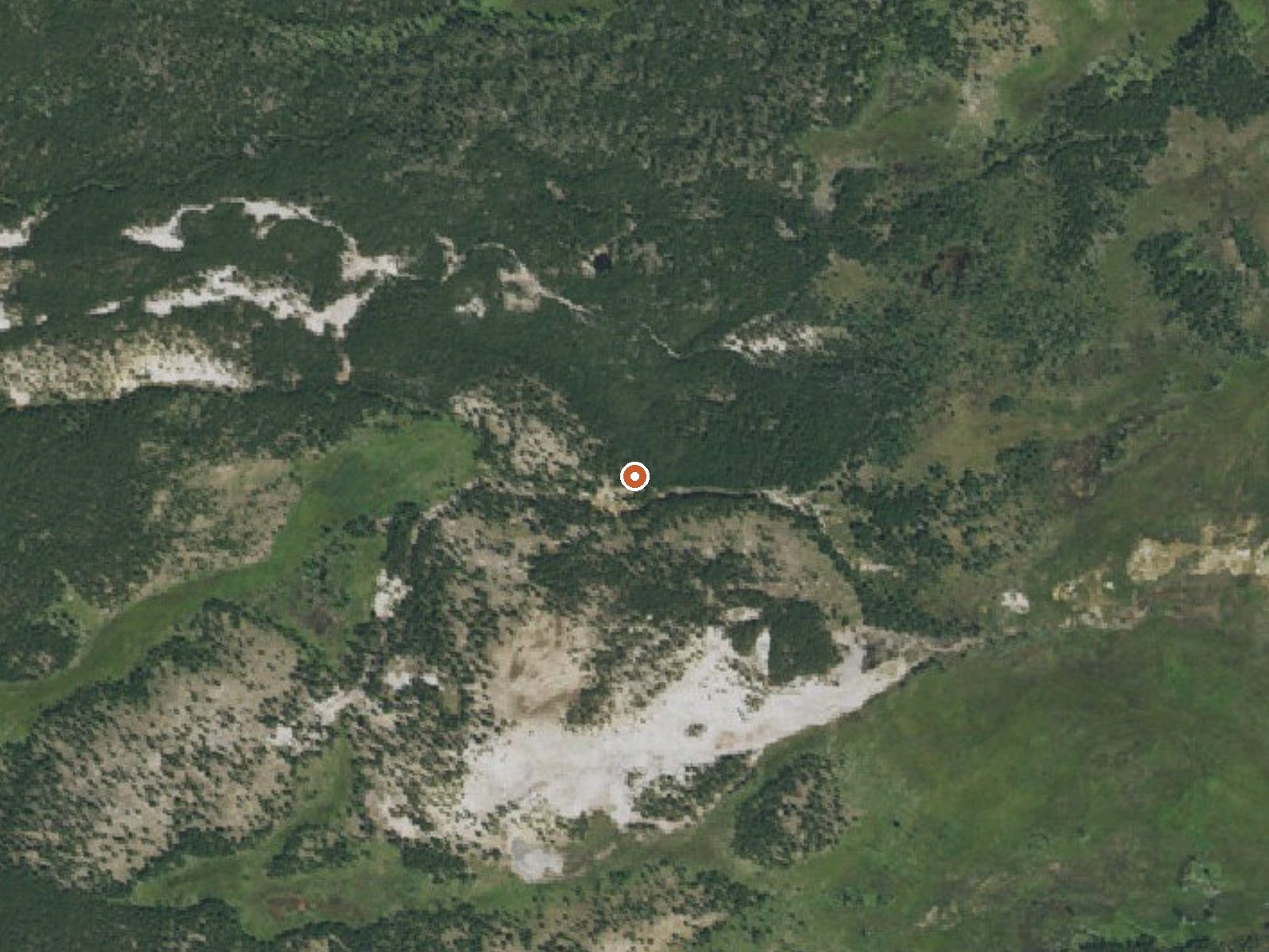 Aerial view of the ground around Sylvan Springs
