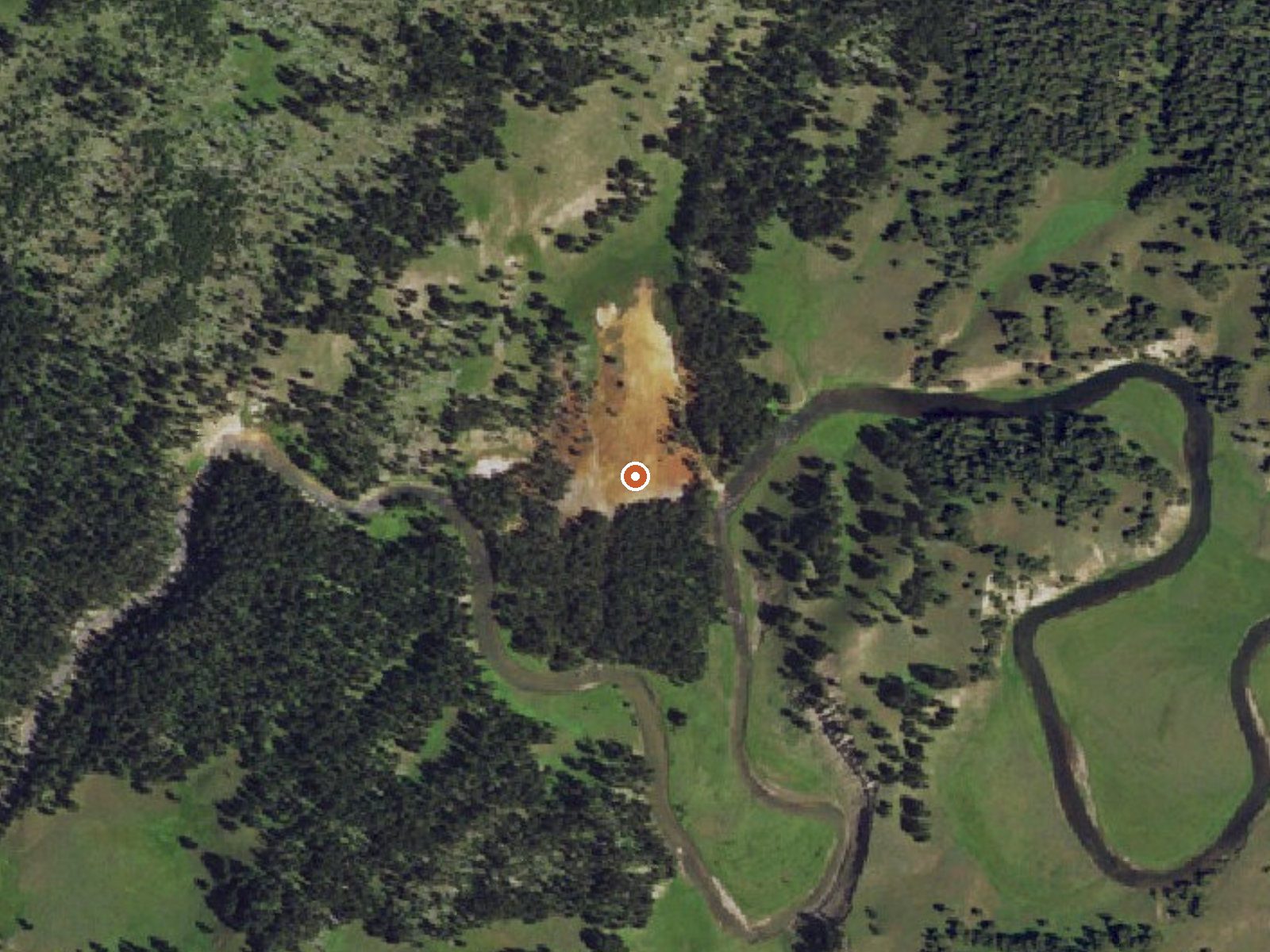 Aerial view of the ground around Vermilion Springs